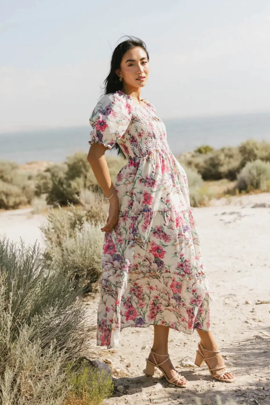 Bohme Luciana Floral Smocked Midi Dress