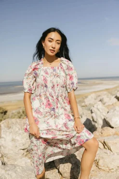 Bohme Luciana Floral Smocked Midi Dress
