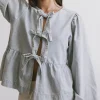 Bohme Maggie Peplum Tie Blouse in Light Wash