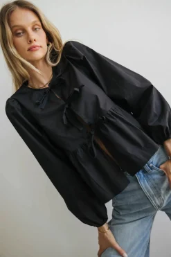 Bohme Maggie Peplum Tie Blouse in