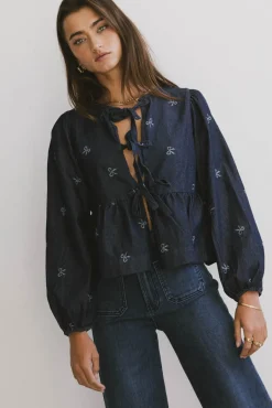 Bohme Maggie Peplum Tie Blouse With Bow Detail