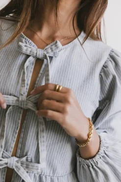 Bohme Maggie Peplum Tie Blouse in Light Wash
