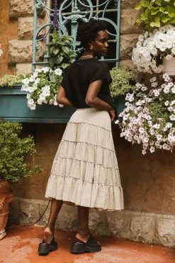Bohme Minerva Tiered Midi Skirt in
