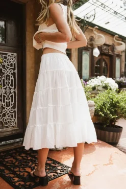 Bohme Minerva Tiered Midi Skirt in