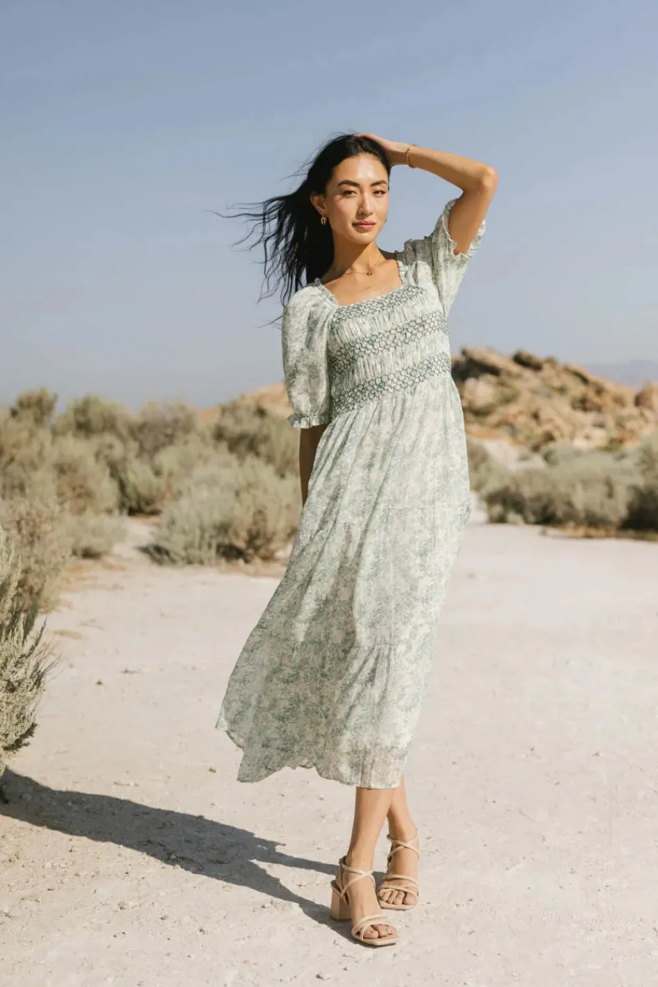 Bohme Nadia Smocked Midi Dress