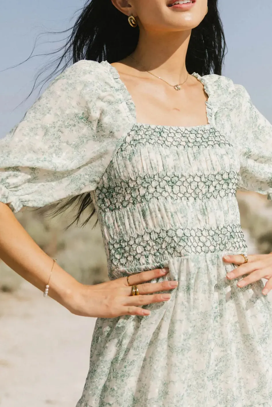 Bohme Nadia Smocked Midi Dress