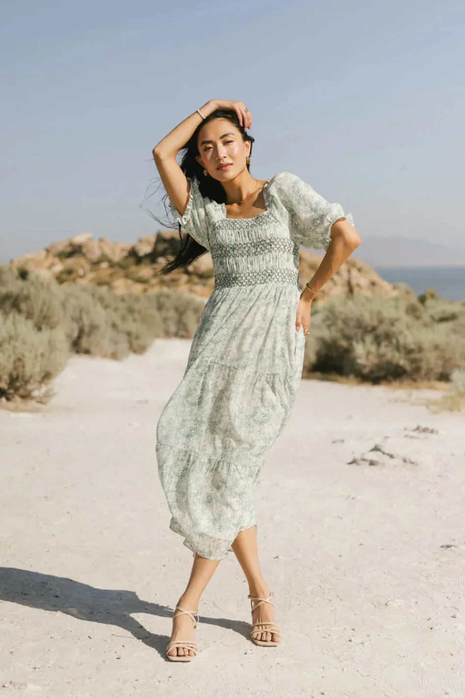 Bohme Nadia Smocked Midi Dress