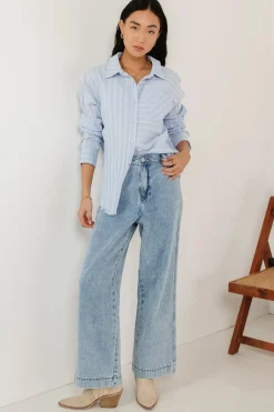 Bohme Nyah Striped Button Up in - FINAL SALE