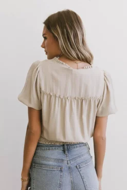 Bohme Pax Smocked Blouse in Sand