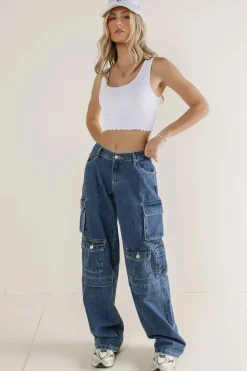 Bohme Phoebe Cargo Jeans in Medium Wash - FINAL SALE