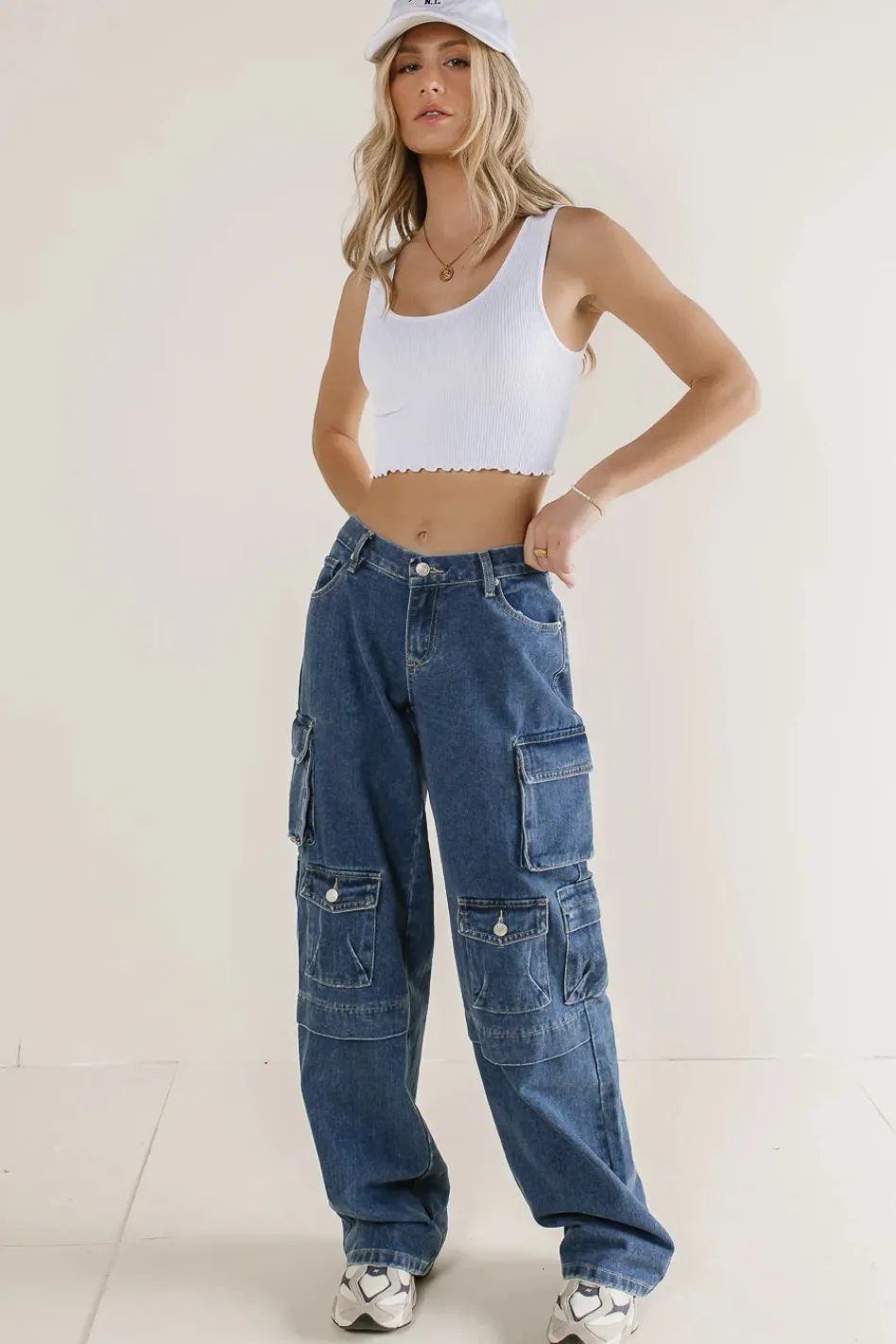 Bohme Phoebe Cargo Jeans in Medium Wash - FINAL SALE