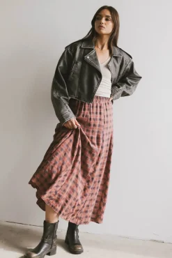 Bohme Pippin Plaid Maxi Skirt in Red