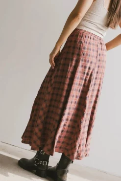 Bohme Pippin Plaid Maxi Skirt in Red
