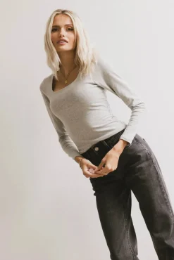 Bohme Polly Scoop Neck Top in Heather Grey