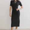Bohme Posie Ribbed Knit Midi Dress