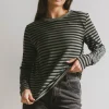 Bohme Reggie Striped Top in Olive and Black