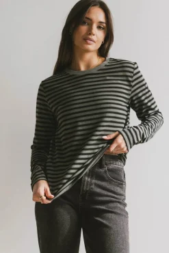 Bohme Reggie Striped Top in Olive and Black