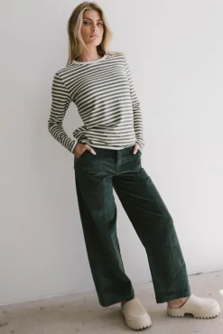 Bohme Reggie Striped Top in Olive and White