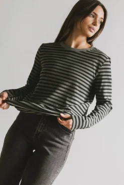 Bohme Reggie Striped Top in Olive and Black