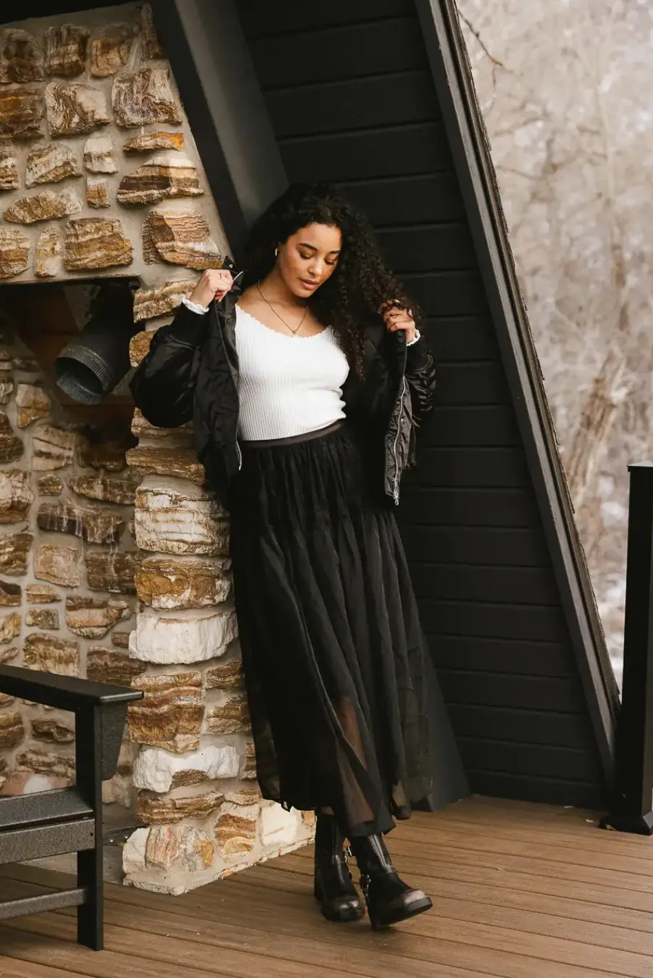 Bohme Rylee Satin Bomber Jacket in