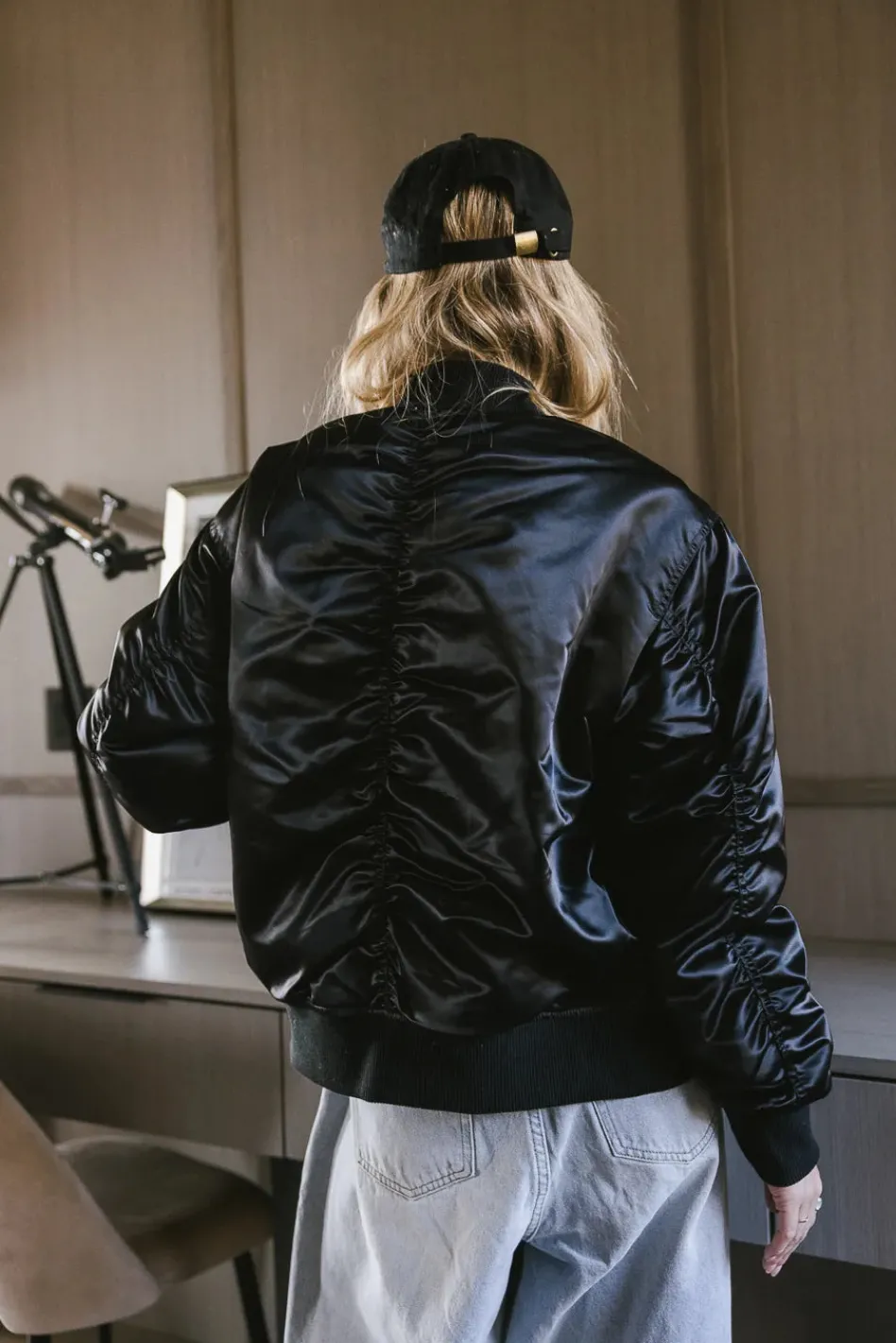 Bohme Rylee Satin Bomber Jacket in