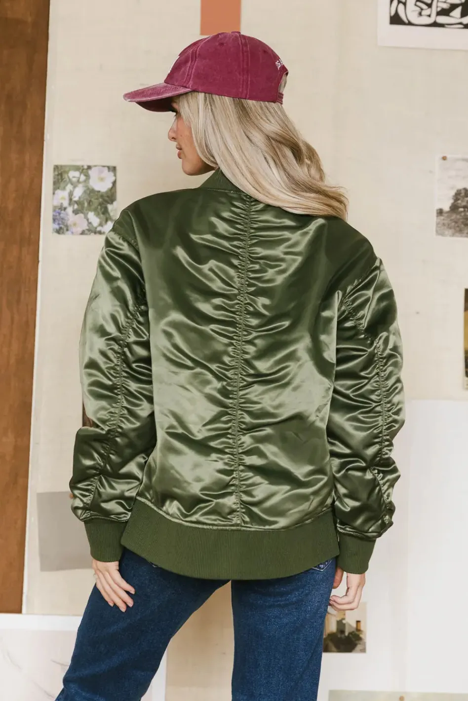 Bohme Rylee Satin Bomber Jacket in