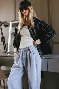 Bohme Rylee Satin Bomber Jacket in