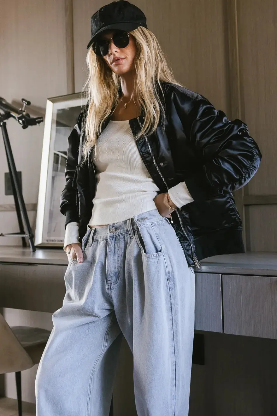 Bohme Rylee Satin Bomber Jacket in