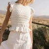 Bohme Shelly Ruffled Sweater Top in