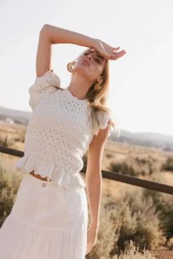 Bohme Shelly Ruffled Sweater Top in