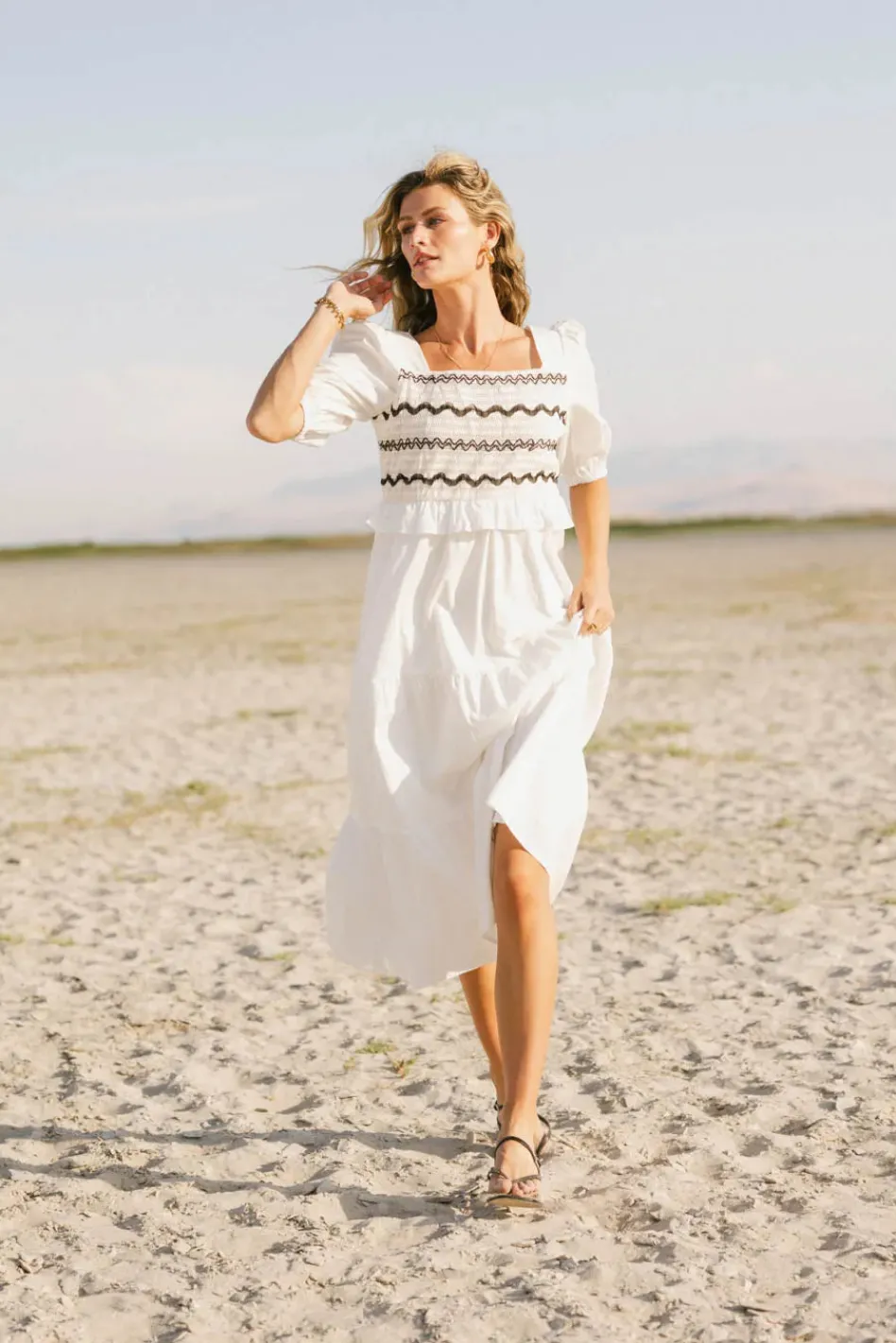 Bohme Sinead Smocked Back Midi Dress