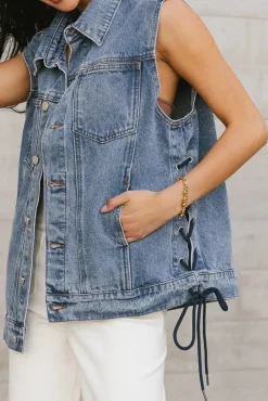 Bohme Stephie Lace Up Denim Vest