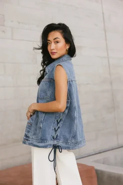 Bohme Stephie Lace Up Denim Vest