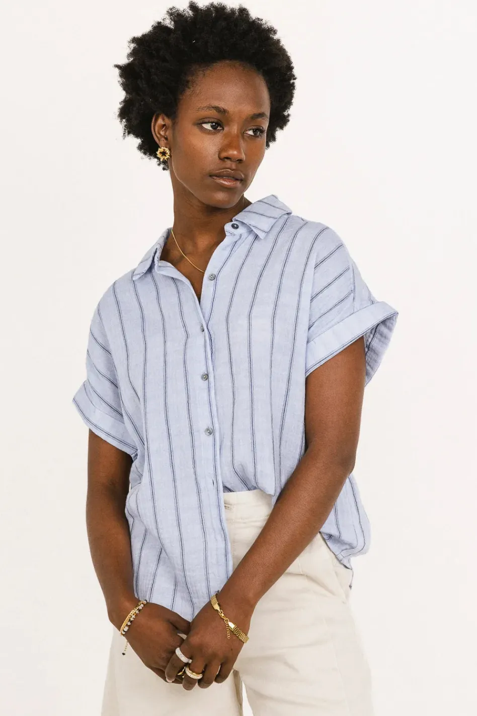 Bohme Topanga Striped Button Up in - FINAL SALE