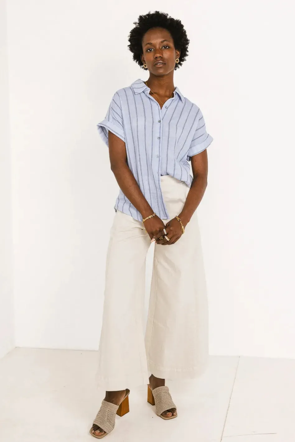 Bohme Topanga Striped Button Up in - FINAL SALE