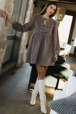 Bohme Tyler Peplum Mini Dress in Corduroy