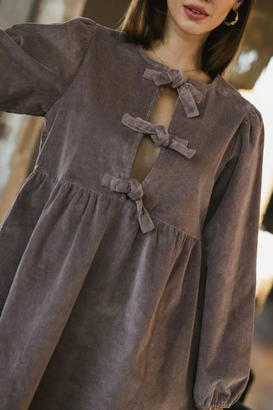 Bohme Tyler Peplum Mini Dress in Corduroy