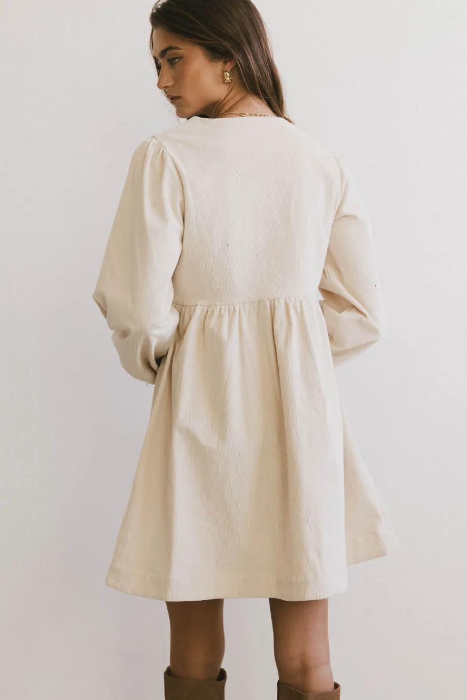 Bohme Tyler Peplum Mini Dress in Corduroy