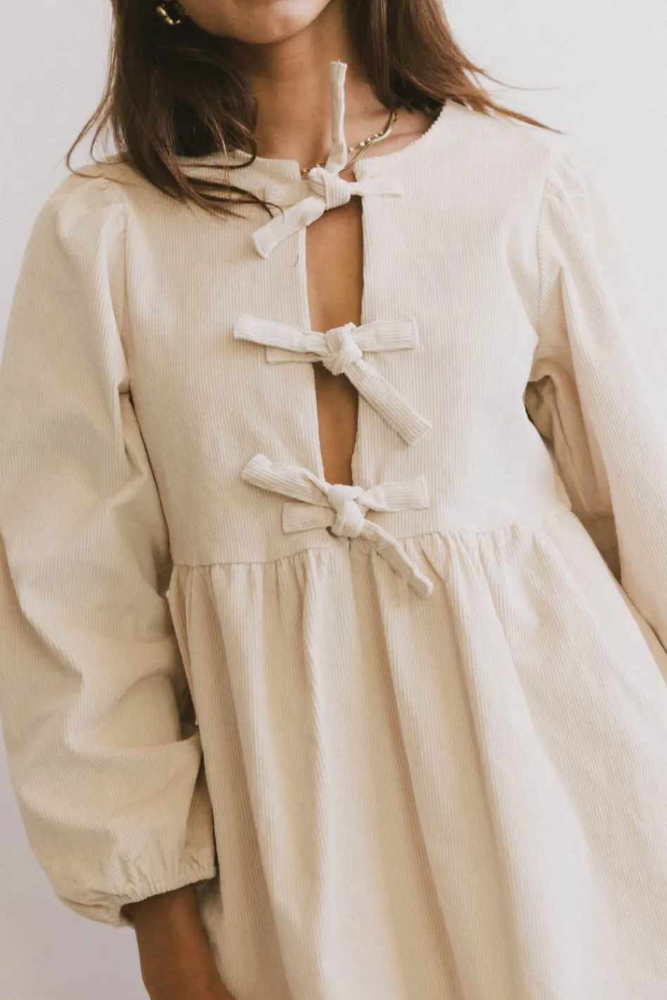 Bohme Tyler Peplum Mini Dress in Corduroy