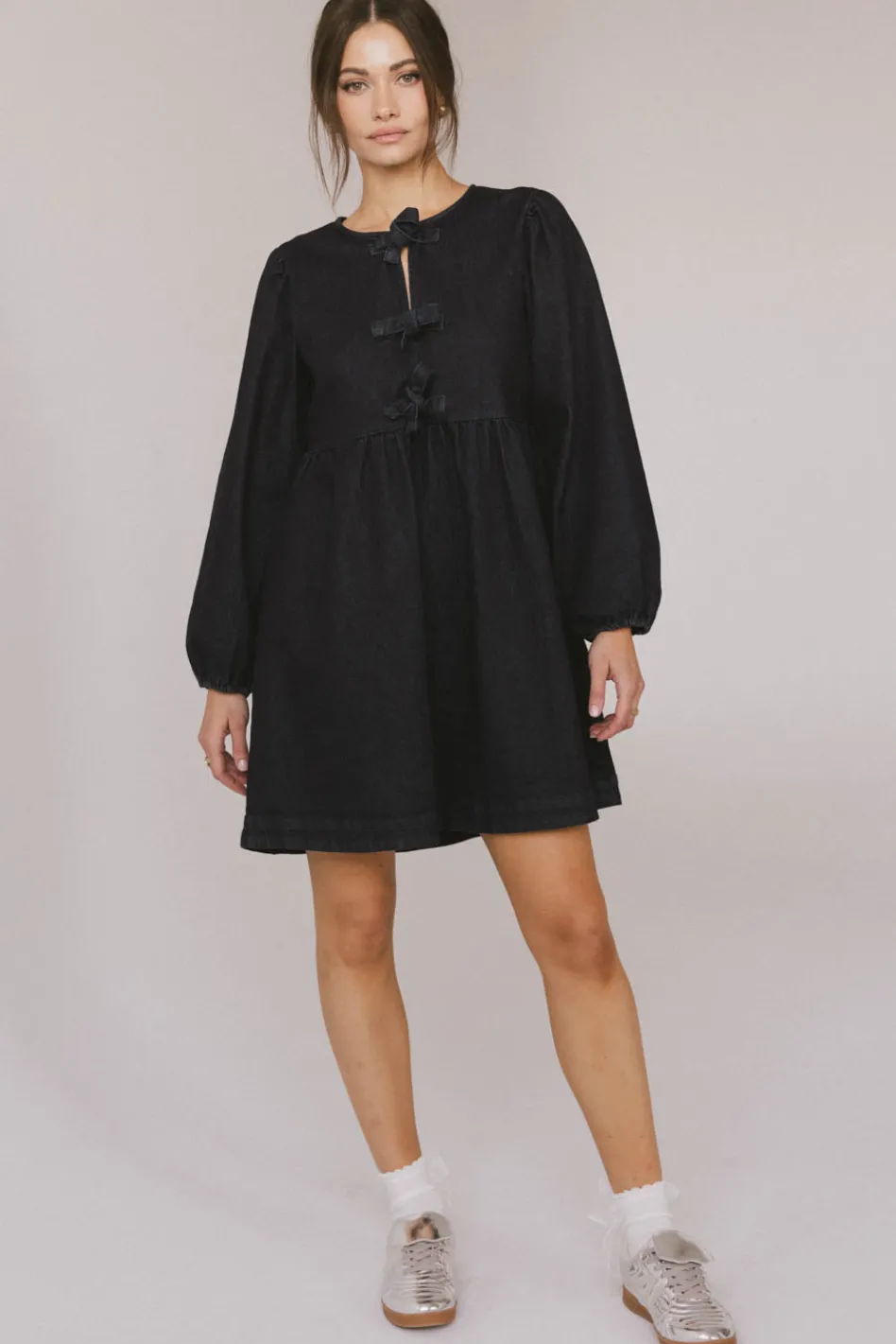 Bohme Tyler Peplum Mini Dress in Dark Wash