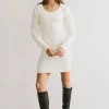 Bohme Vale Textured Knit Mini Dress in Cream