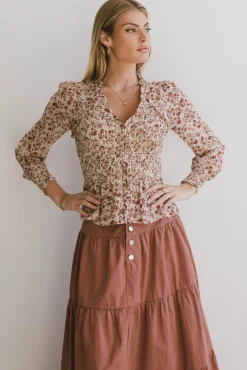Bohme Vera Smocked Floral Blouse