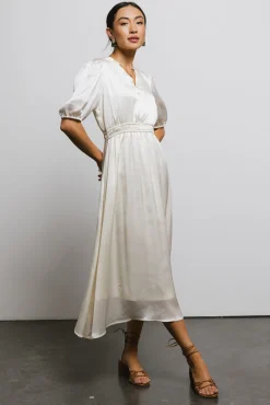 Bohme V-Neck Satin Midi Dress in