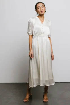 Bohme V-Neck Satin Midi Dress in