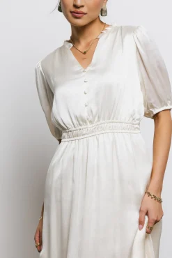 Bohme V-Neck Satin Midi Dress in