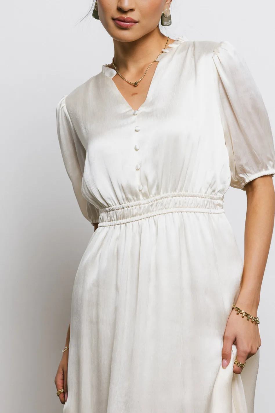Bohme V-Neck Satin Midi Dress in