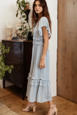 Bohme Willa Ruffle Dress in Light Blue
