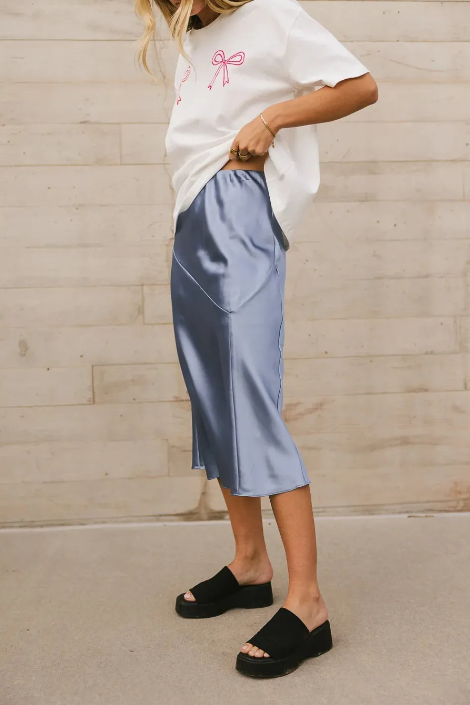 Bohme Zada Midi Skirt in Slate Blue