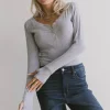 Bohme Zela Ribbed Top in Heather Grey