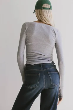 Bohme Zela Ribbed Top in Heather Grey